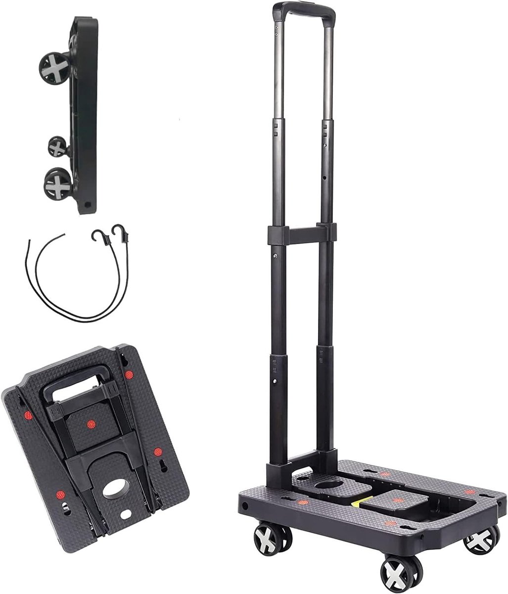 Vouwbare Handtruck met Uittrekbare Handgreep, 50 kg Laadvermogen, Ideaal voor Luggage, Winkelen, Verhuizen en Kantoorgebruik