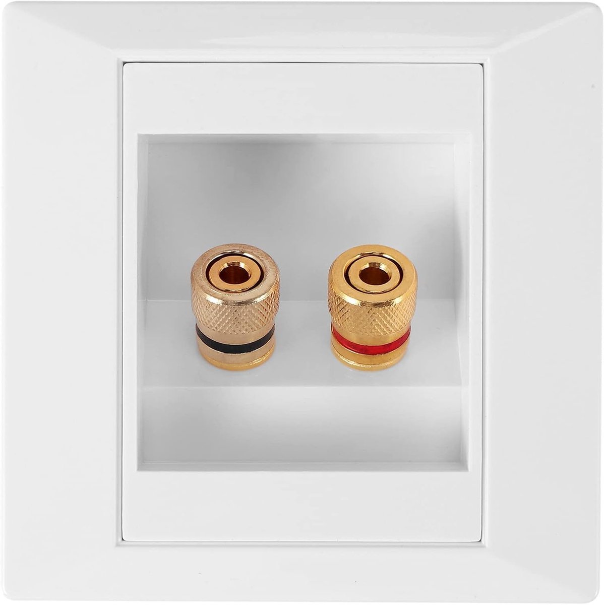 Wanddoos met 2 aansluitingen voor banana plug luidsprekers - Compacte junction box voor audio-installaties