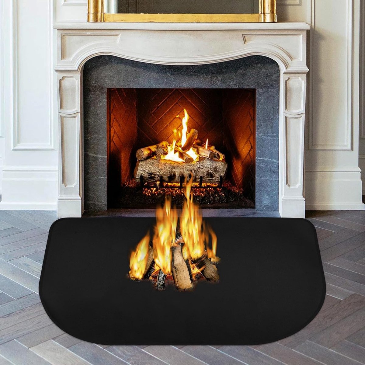 Vuurvaste haardmat 106 x 61 cm, vonkbescherming, vloerbescherming voor houtkachel, hittebestendige pad, veilig gebruik in huis