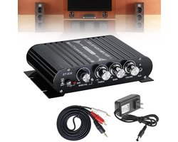 SnelShoppen - Bluetooth HiFi Audio Versterker 80W RMS met Subwoofer Uitgang, Mini Class D 2.0 Kanaal, Bass en Treble Controle, Perfect voor Feest en T