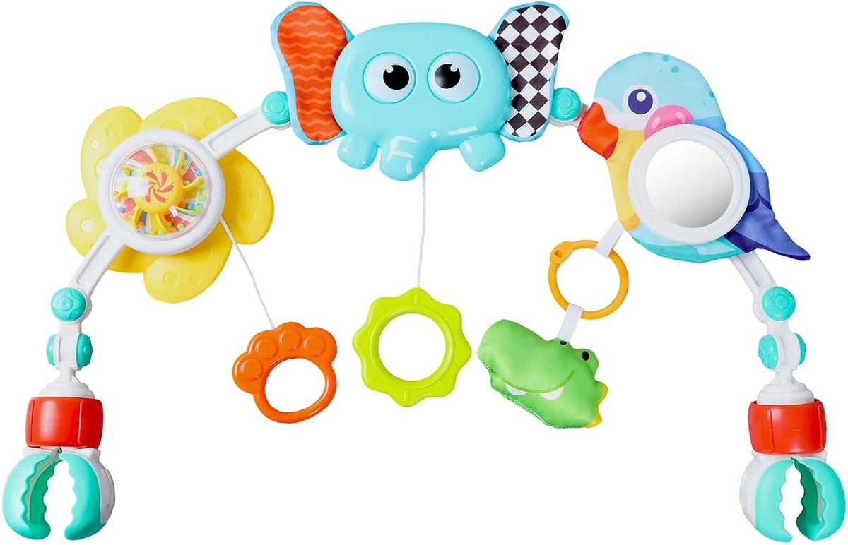 SnelShoppen - Orzbow Speelboog Baby 6-in-1 Mobiel met Sensorisch Speelgoed - Motorische Vaardigheden Ontwikkelen - Veilig Ontwerp voor Kinderwagen, Au