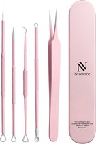 Nuvance Mee Eters Verwijderen - Blackhead remover - Set van 5 - Mee Eter Verwijderaar - Comedonenlepel - Roze