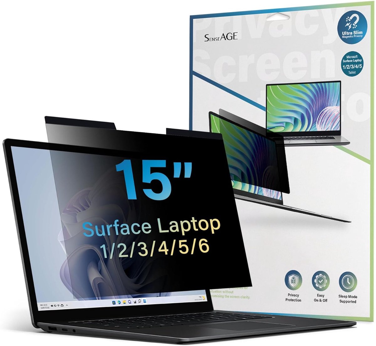 SnelShoppen - Magnetic Screen Protector voor 15 inch Surface Laptop - Privacy Filter, Anti-Blauw Licht, Verwijderbare Privacyfolie, Perfecte Compatibi