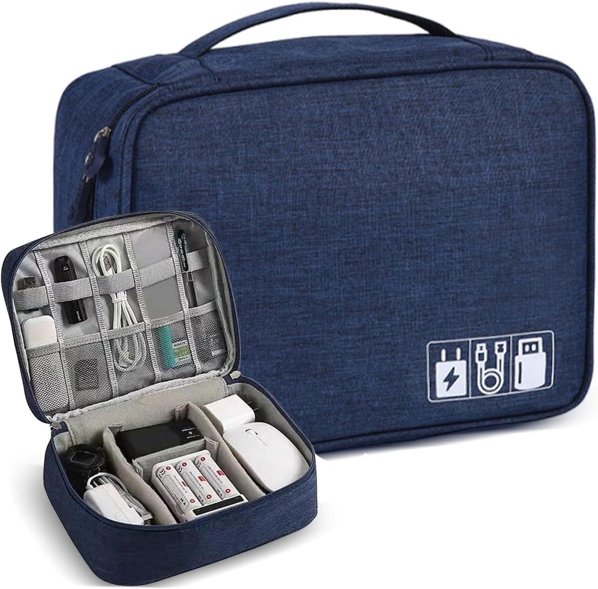 Thijox - Kabelorganizer Reiskabeltas Grote Capaciteit Waterdicht Multifunctionele Elektronische Accessoires Organizer Marineblauw