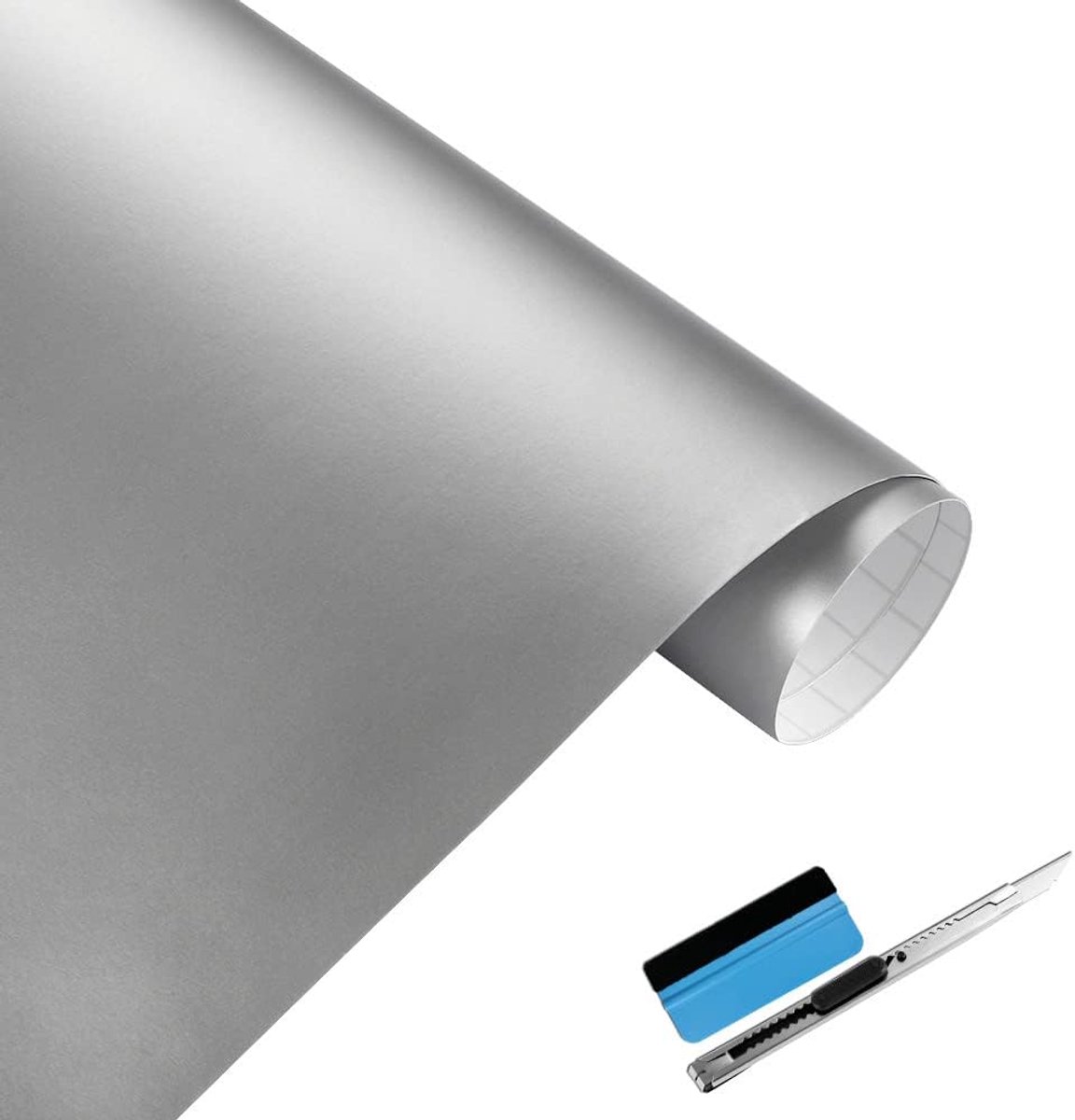 SnelShoppen - Zelfklevend Vinyl Folie voor Auto - Zilver 30cm x 150cm - Inclusief Installatietools - Bubble-Free en Herpositioneerbaar voor Buitengebr