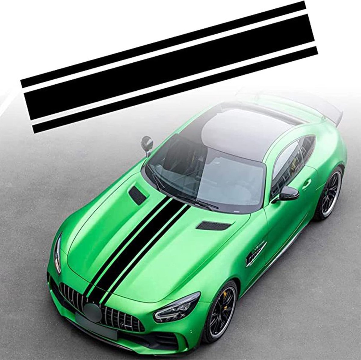 SnelShoppen - Bonnet & Racing Car Stickers - Zwarte Vinyl Side Stripes voor Auto, SUV, Truck - Sportieve Decoratie voor Daken en Bumpers