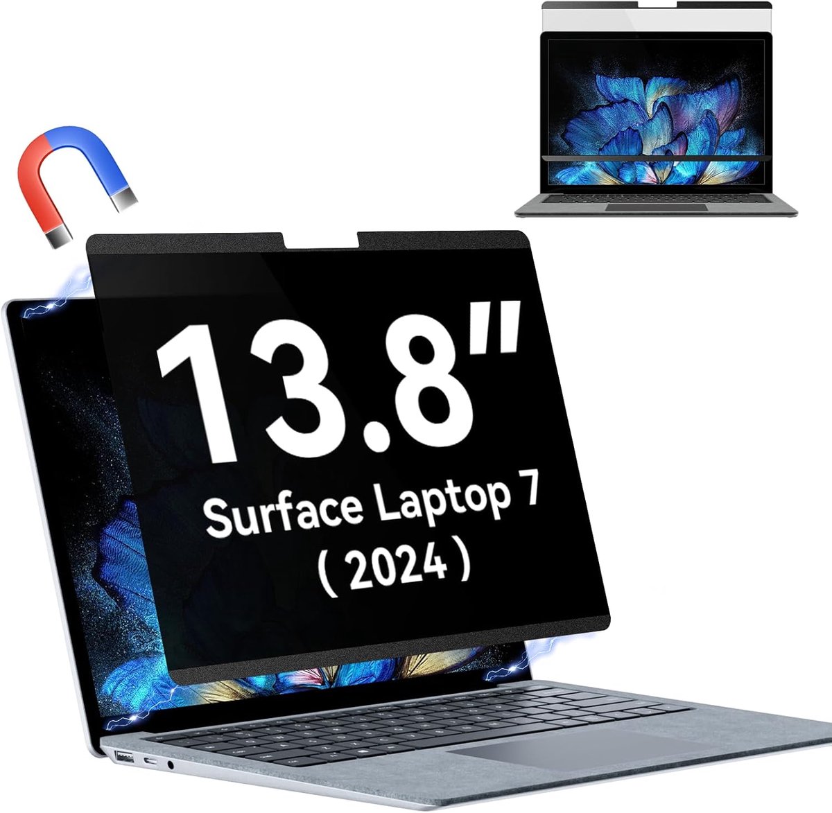 SnelShoppen - Privacy Filter voor 13.8 inch Laptop, Magnetische Afneembare Schermbeschermer, Blauwe Lichtfilter Anti-Spionage voor Surface Laptop 7 (2