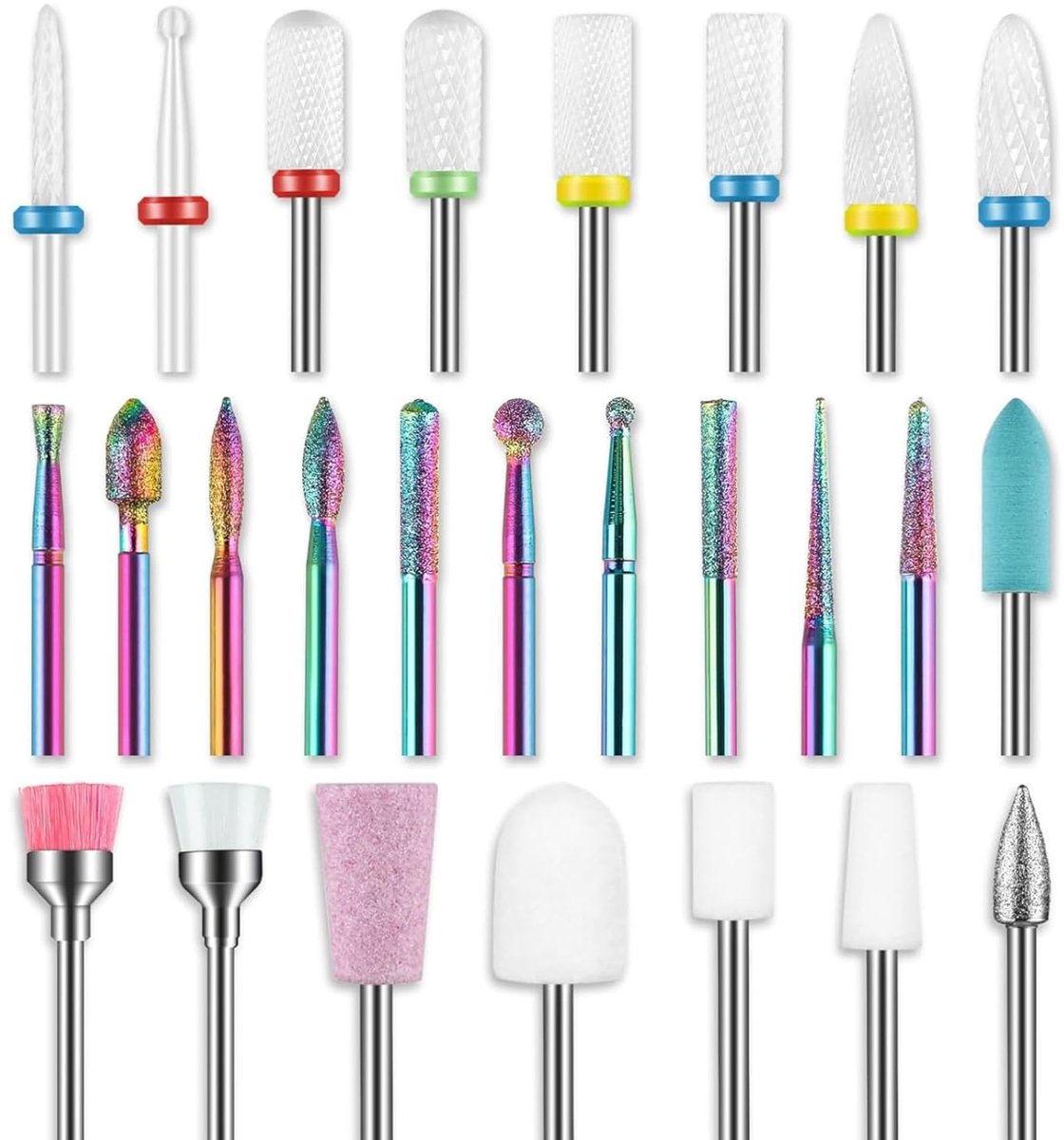 SnelShoppen - 26-delige Nagelboor Set, Professionele Keramische Nagel Cutter, Diamant Cuticle Files, Manicure en Pedicure Accessoires, Voor Gel en Acr
