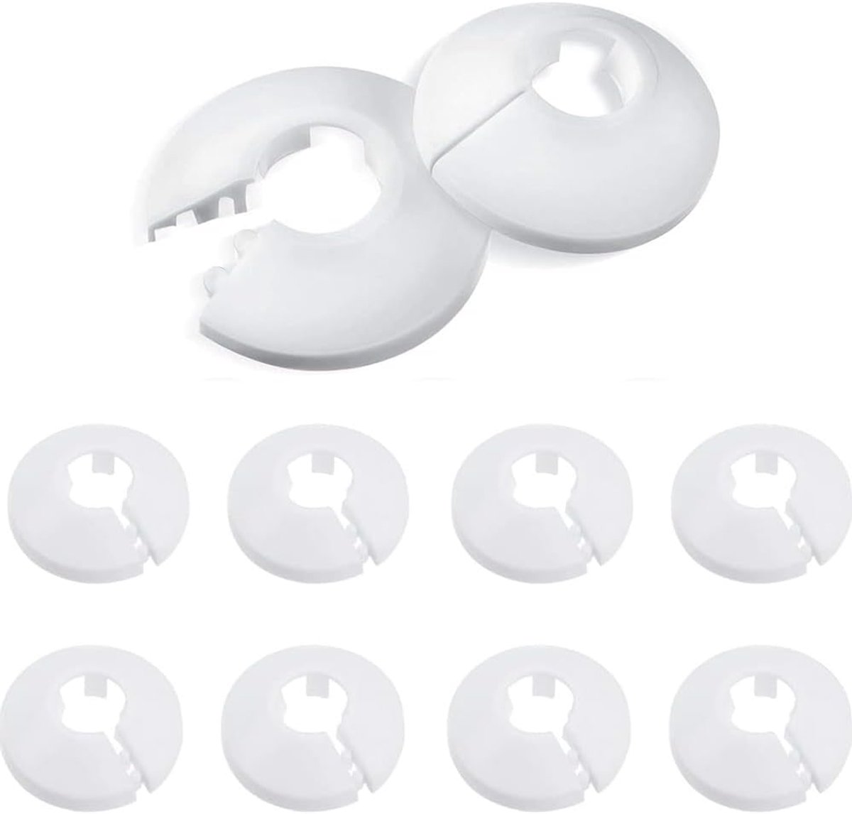 SnelShoppen - Pack van 10 Radiator Tube Covers - Plastic Water Tube Cover Decoratie - Drainslang Kappen - 25mm - Wit - Makkelijk te Installeren