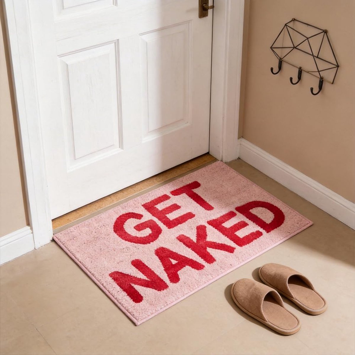 SnelShoppen - Badkamertapijt 40 x 60 cm Roze - Antislip en Absorberend Douchemat - Kleurrijke Badmat voor Toilet en Badkamer - Decoratieve Deurmat
