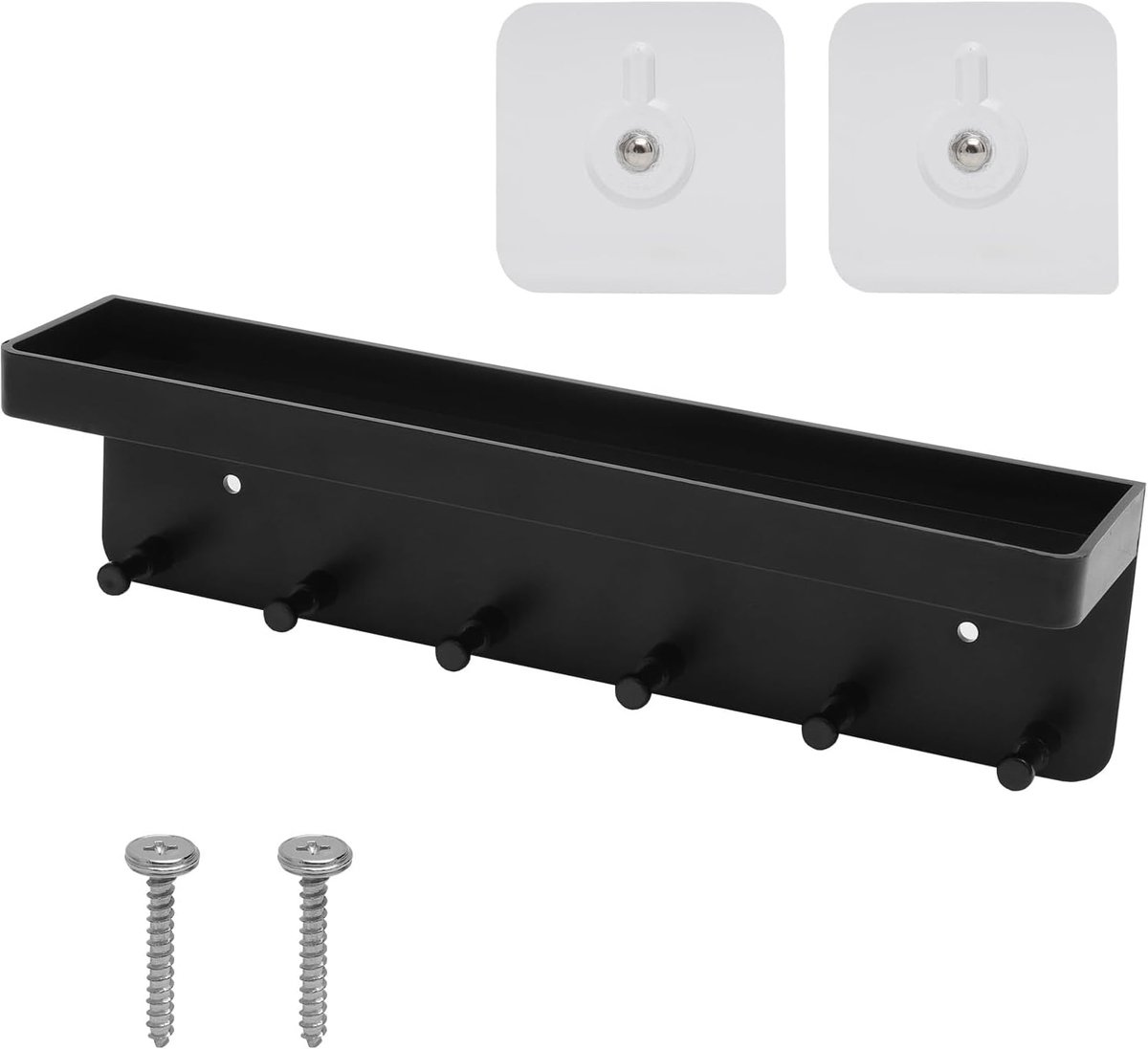 SnelShoppen - Sleutelhanger met Rek, Zelfklevende Sleutelhouder, Sleutelkastje zonder Boren, Wandopslag met 6 Haken, Sleutelhanger voor Keukens, Badka