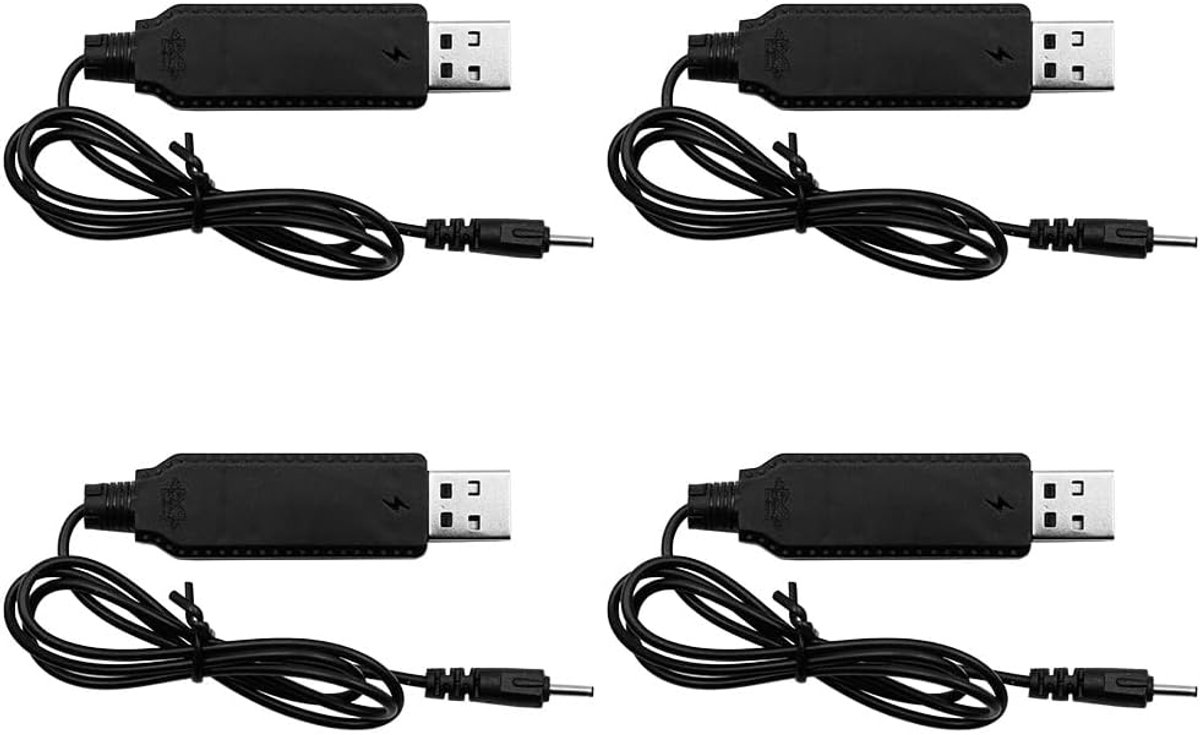 Thijox - 4 stuks USB-kabel voor drone oplader 3,7 V Lipo met DC-aansluiting 2,0 mm voor Attop XT-1 RC quadcopter en FPV vliegtuigonderdelen