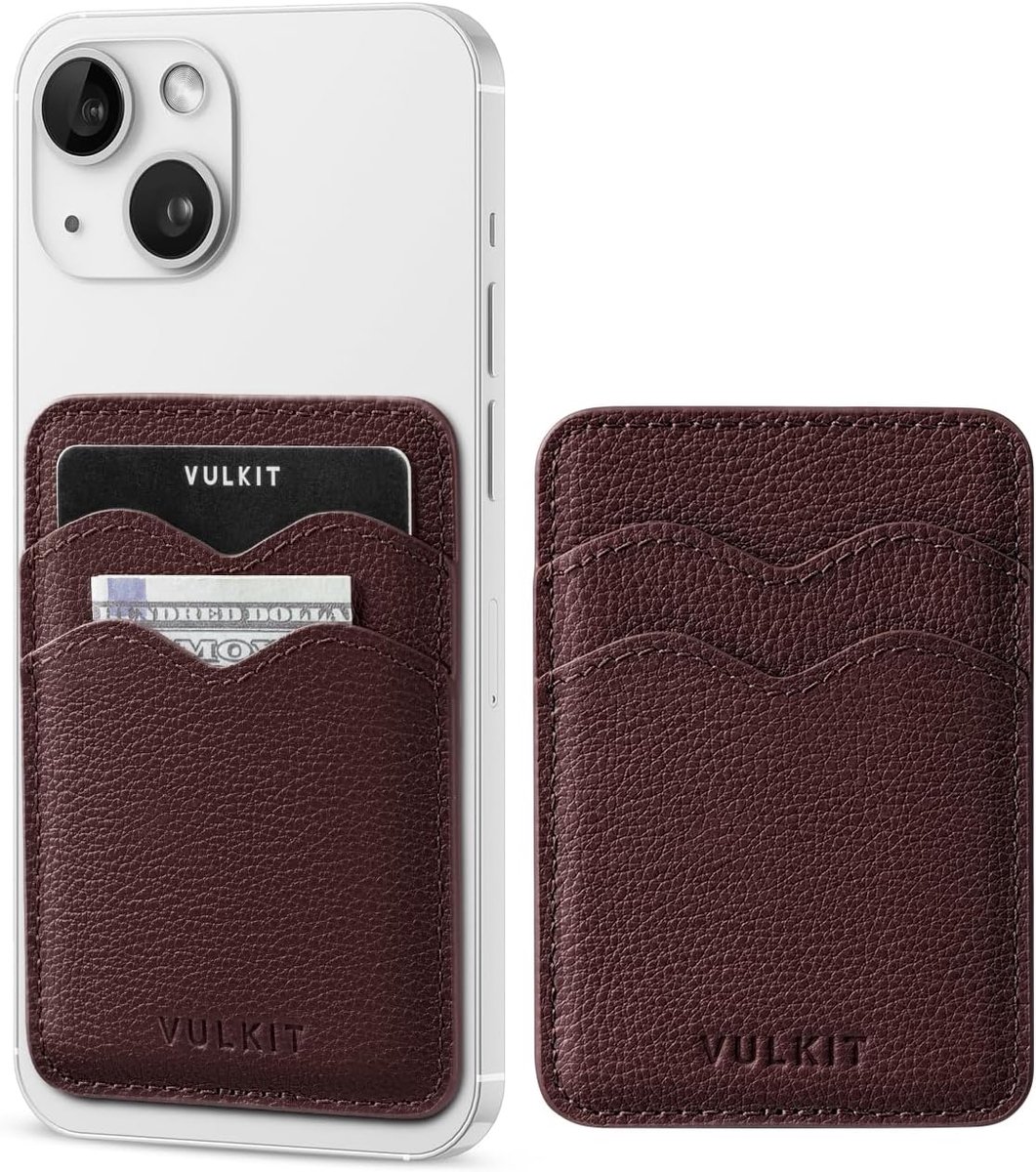 SnelShoppen - Slimme Leren Telefoon Kaarthouder - Zelfklevende RFID Bescherming - Voor 1-2 Creditcards - Unisex - Lychee Grain Leer - Perfect voor Dag