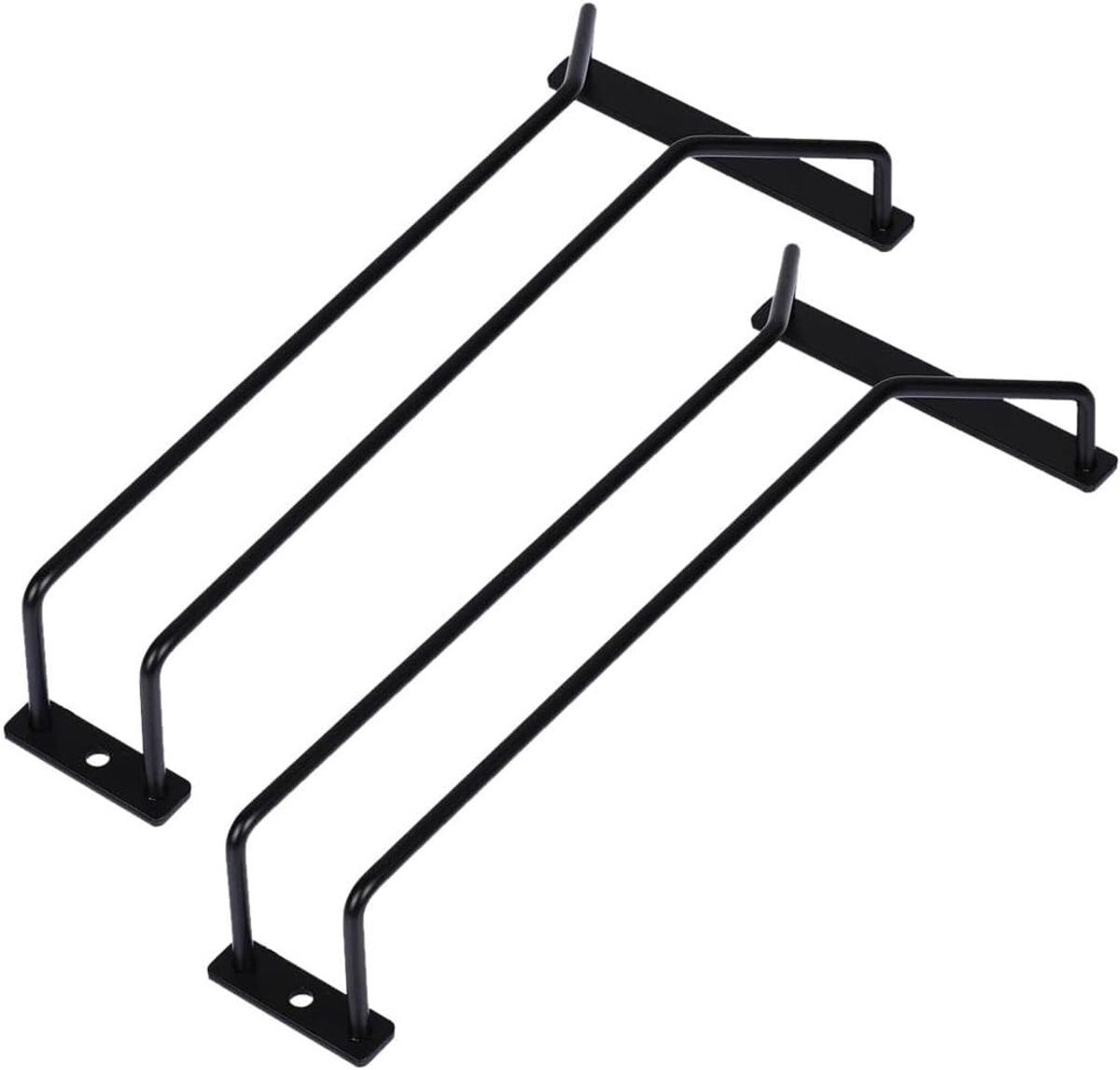 Thijox - 2 stks Wijnglas Rack Onder Kast Zwart, Metalen Wijnglas Houder, Stemware Rack Onder Plank voor Keuken en Eetkamer, 27.5cm, Decoratief en Func