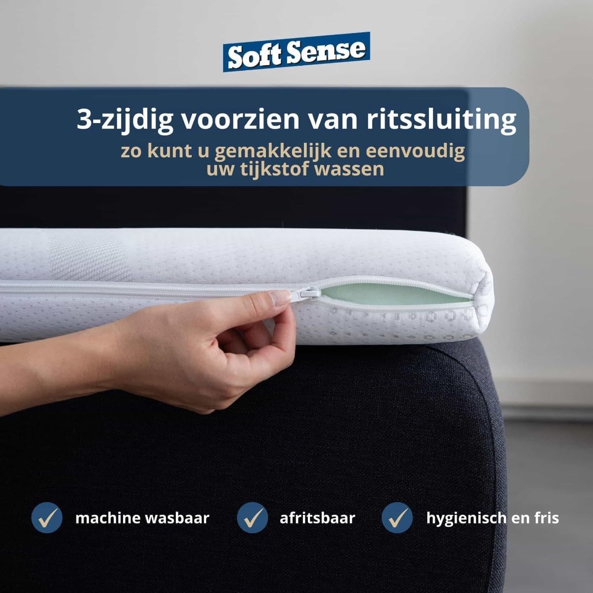 Thijox - Soft Sense Topper 180x220 cm - Koudschuim Topdekmatras - Medium Hard - HR Topmatras voor Luxe Slaapcomfort