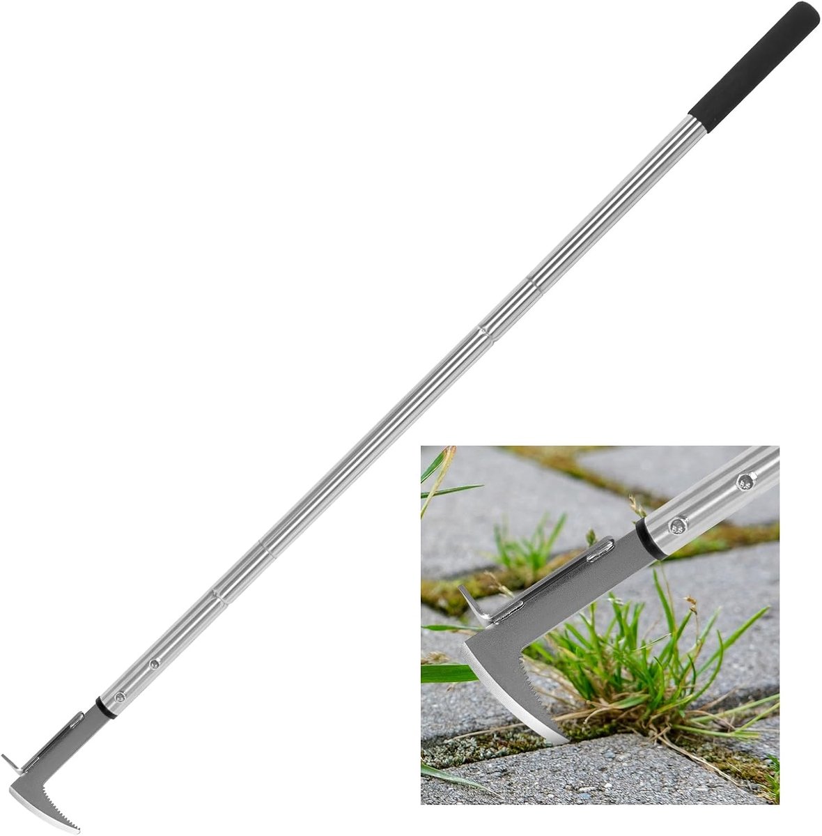 Thijox - Handmatig Onkruidmes met Lange Verstelbare Handgreep 138-105-69 cm - Ergonomische Onkruidverdelger voor Tuin - Ideaal Tuingereedschap voor Ef
