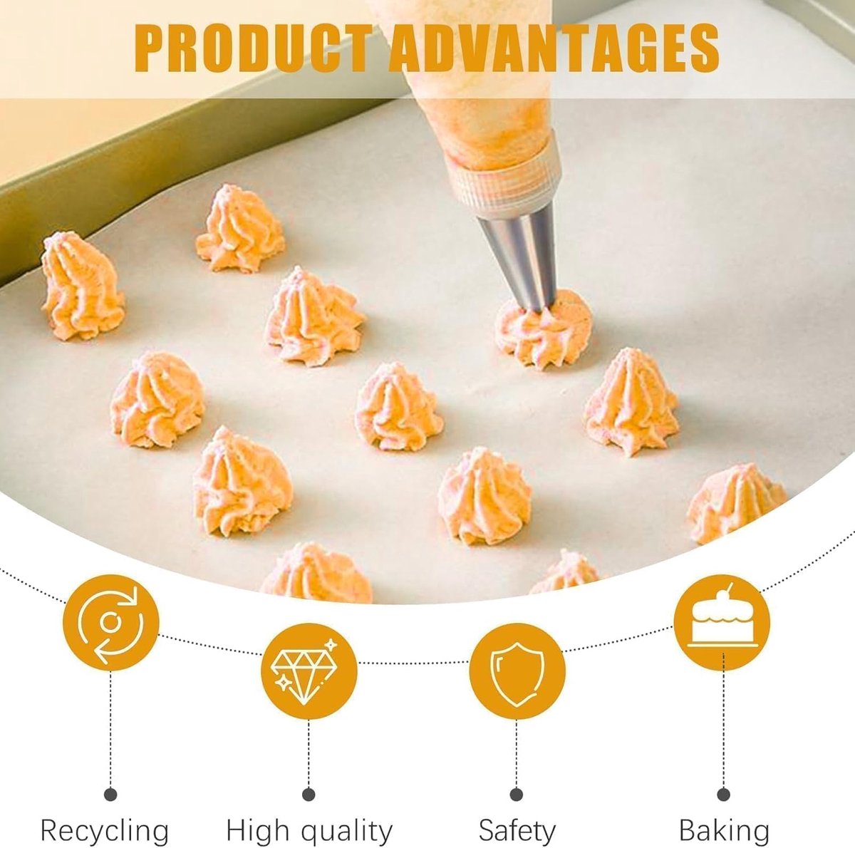 SnelShoppen - Pastry Set - Herbruikbare Spuitzak 31cm met 12 RVS Spuitmondjes en Adapter - Decoratieset voor Taarten, Cupcakes en Desserts - Wit