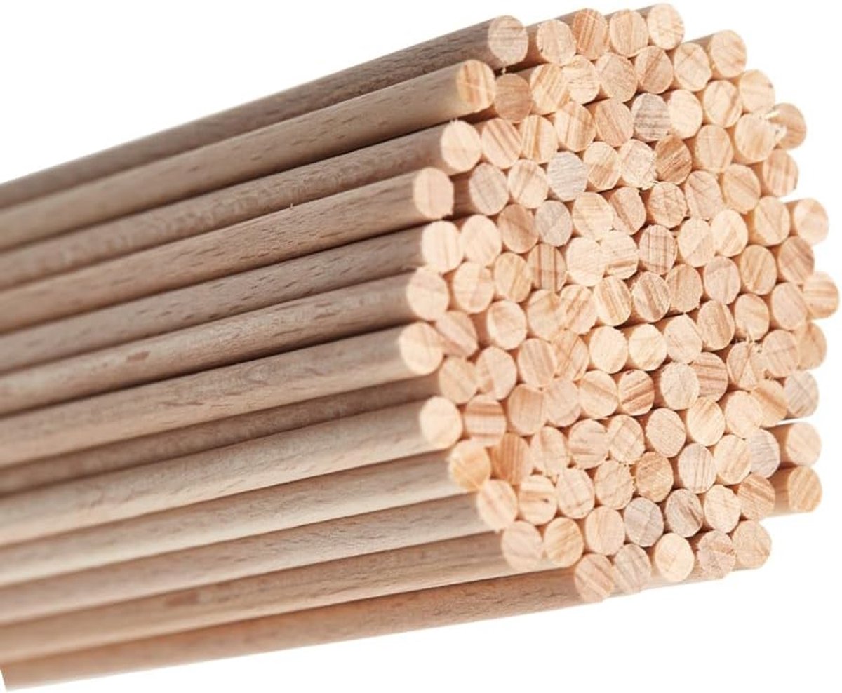 SnelShoppen - 150 Stuks Houten Stokken 30 cm x 3 mm - Beukenhout - Flexibele en Robuuste Skewers voor BBQ, Feest, Camping, Keuken en Tuin