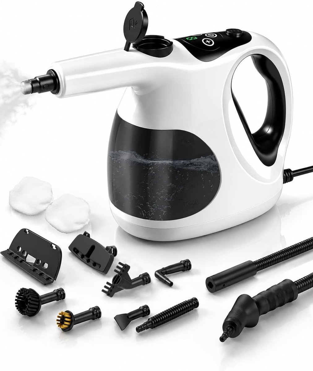 SnelShoppen - Stoomreiniger 1200W, 5S Opwarming, 3 Stoomstanden, 400ml Tank, Direct Navulbaar, 105°C, Chemievrij Reinigen, 10 Opzetstukken voor Keuken