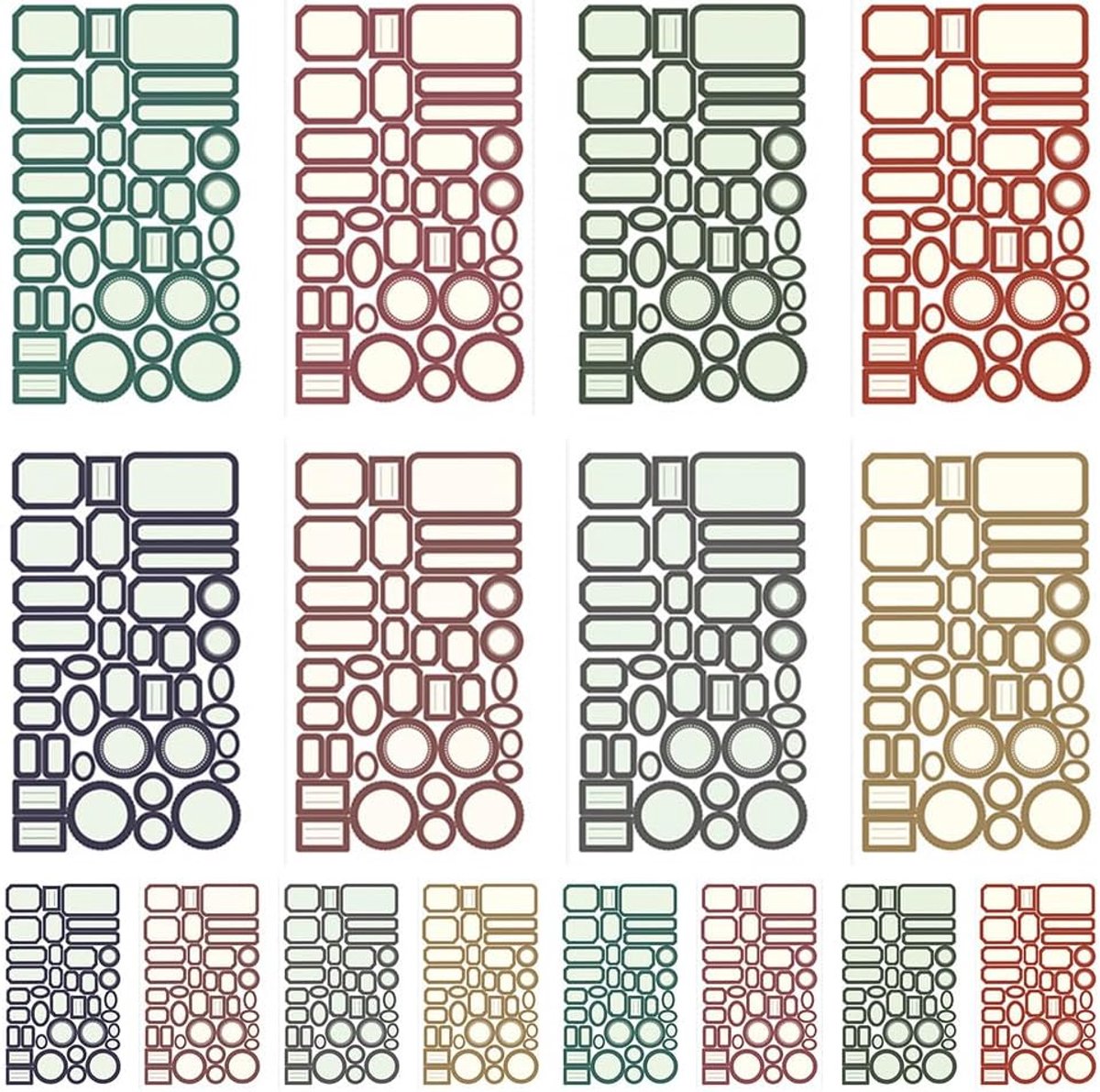 SnelShoppen - 608 Stuks Zelfklevende Labels - Geometrische Stickers, Kleurrijke Labels voor Jars, Dozen, Mappen, Enveloppen - Perfect voor School, Kan