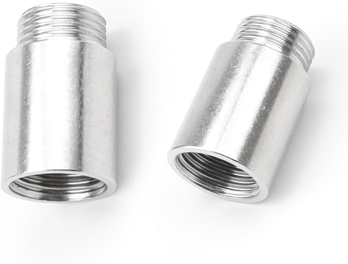SnelShoppen - 2 Stuks 1/2 Inch Tap Extensie RVS - 30mm Draadverbinding - Sterke Aansluiting voor Kranen, Hoekventielen, Douchekoppen, Roestvrij en Duu