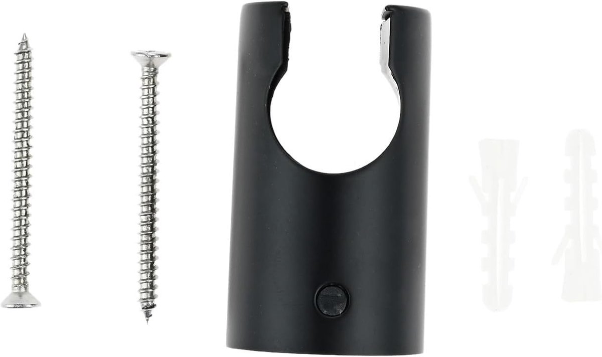 SnelShoppen - Wandgemonteerde Zwarte Douchekop Houder | Douchekop Beugel met Schroeven | RVS Houder voor G 1/2" Douchekop | Mat Zwart Design