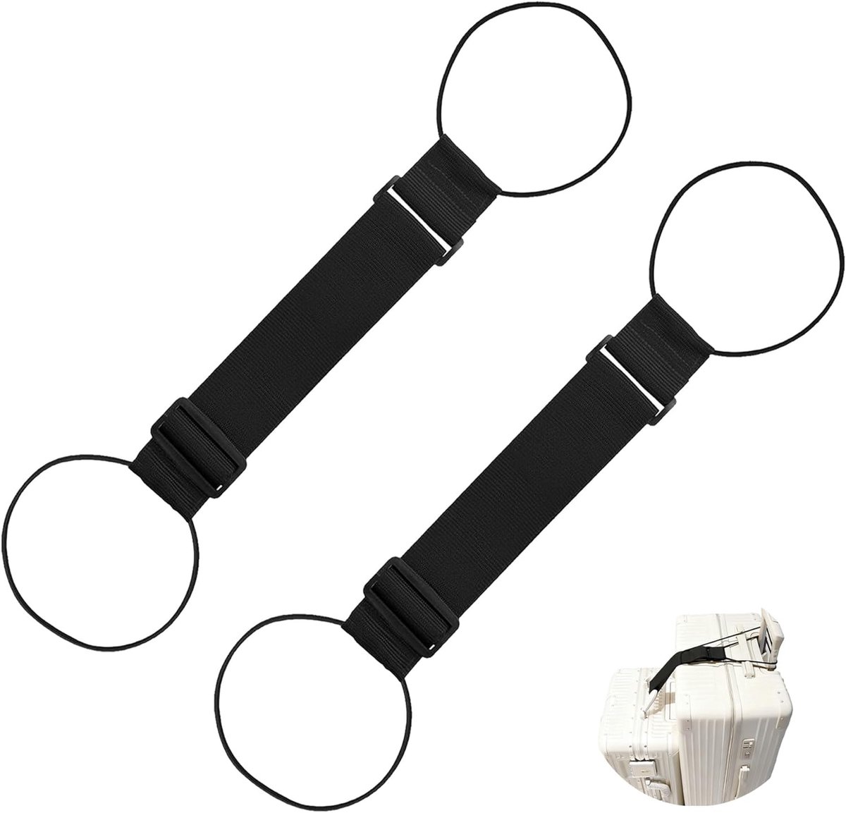 SnelShoppen - Elastische Luggage Strap voor Koffer, Verstelbare Reisbanden, 2 Stuks, Duurzaam Polyester, Voor Bevestigen van Handbagage, Laptop Tassen