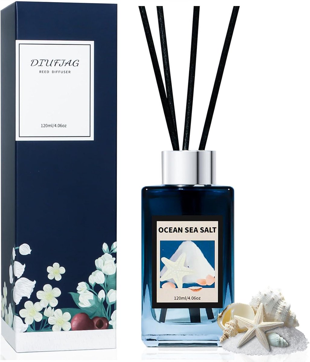 SnelShoppen - Ocean Salt Geurstokjes 120ml - Wicker Diffuser Luchtverfrisser voor Slaapkamer, Kantoor, Badkamer - Decoratie voor Thuis en Feesten