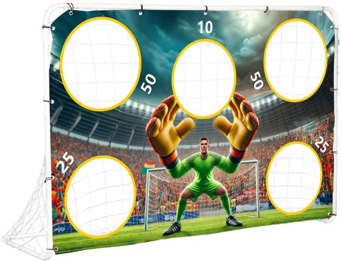 Playos® - Voetbaldoel met Gatendoek - 180x122 cm - Binnen en Buitenspeelgoed - Voetbaltrainer - Voetbal Training - Doel - Speelgoed