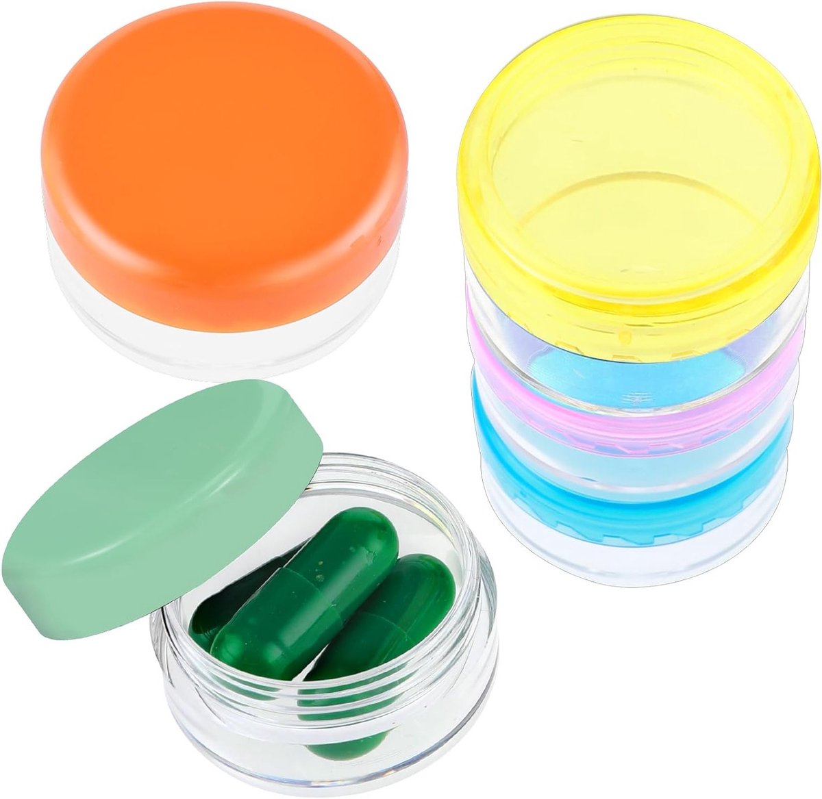 Compacte Pillen Organizer voor Reizen - 5 Stuks, Draagbare Mini Medicijncontainers, BPA-vrije Oplossingen voor Dagelijks Gebruik en Opberging in Tas of Koffer