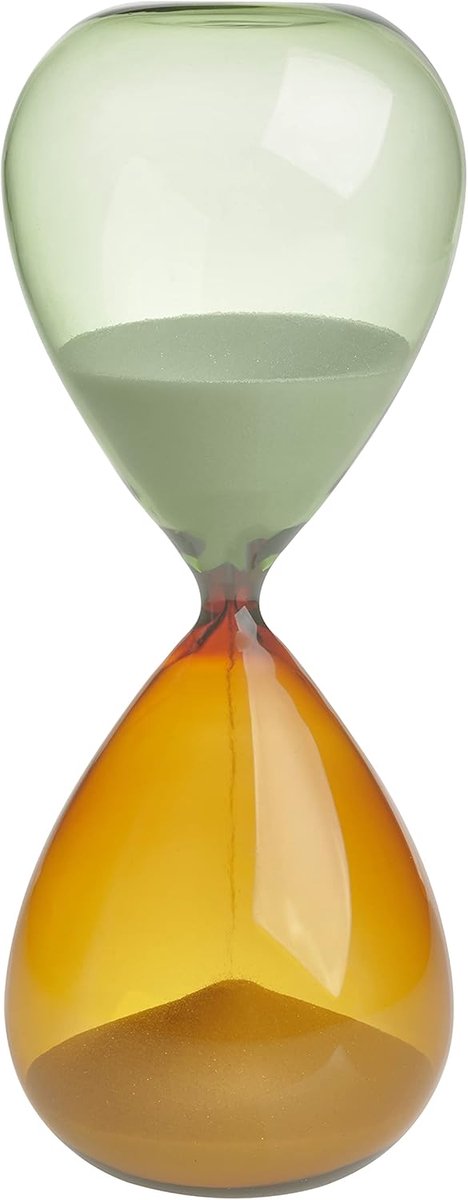 SnelShoppen - Decoratieve Zandloper 30 Minuten - Glazen Tafelklok met Oranje en Groene Sand - Perfect voor Woonkamer en Kantoor - 230 mm Hoog