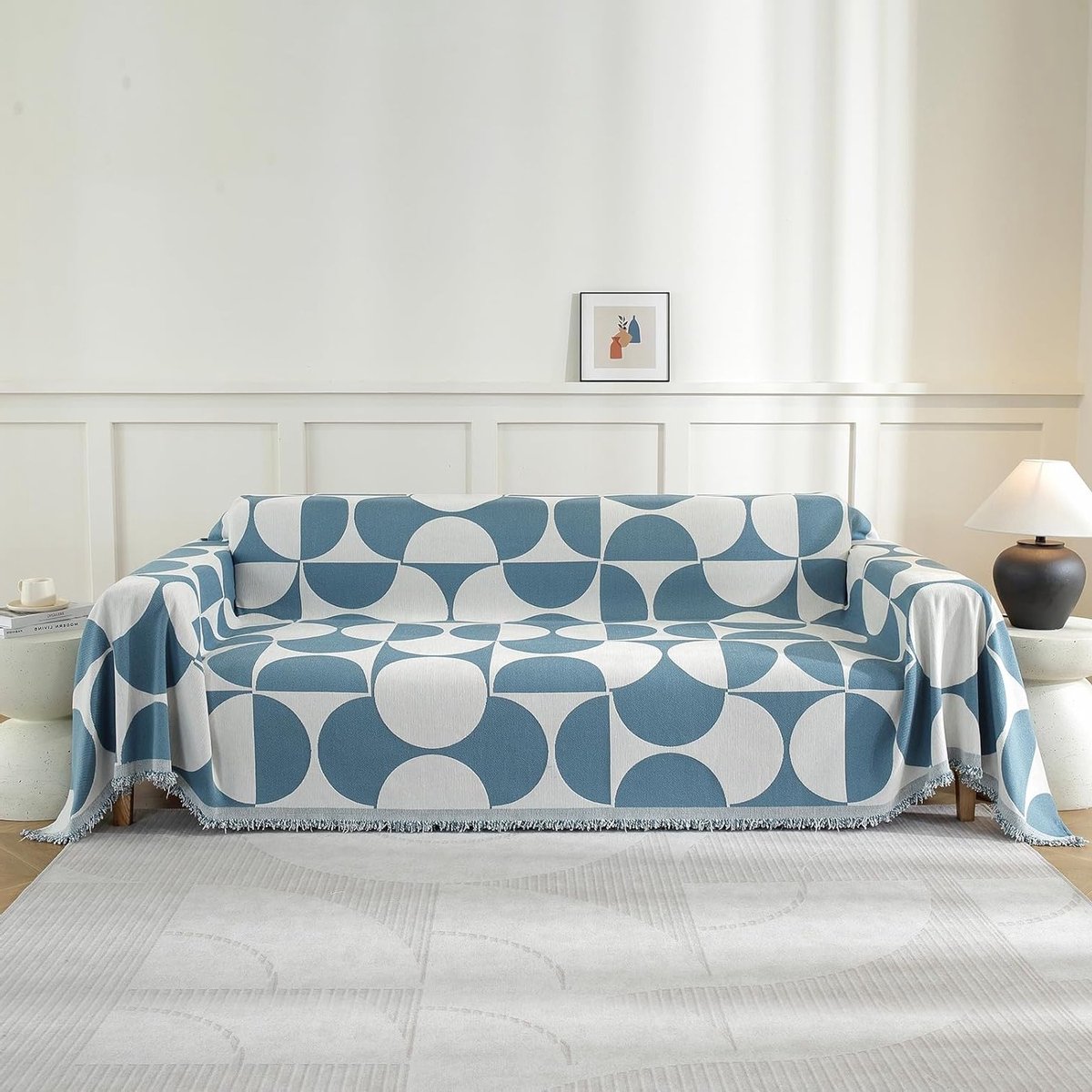 Universele Sofa Cover 180x280 CM voor 2-zitsbank, Beschermhoes voor Vlekbestendige Woondecoratie, Geschikt voor Elk Seizoen, Blauw