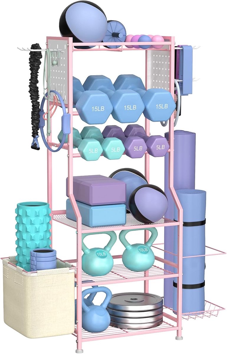 SnelShoppen - Multifunctionele Halter Rack voor Thuis Gym - Opslag voor Dumbbells, Kettlebells, Yoga Mat, Sterkte Trainingsapparatuur - Gewicht Rek me