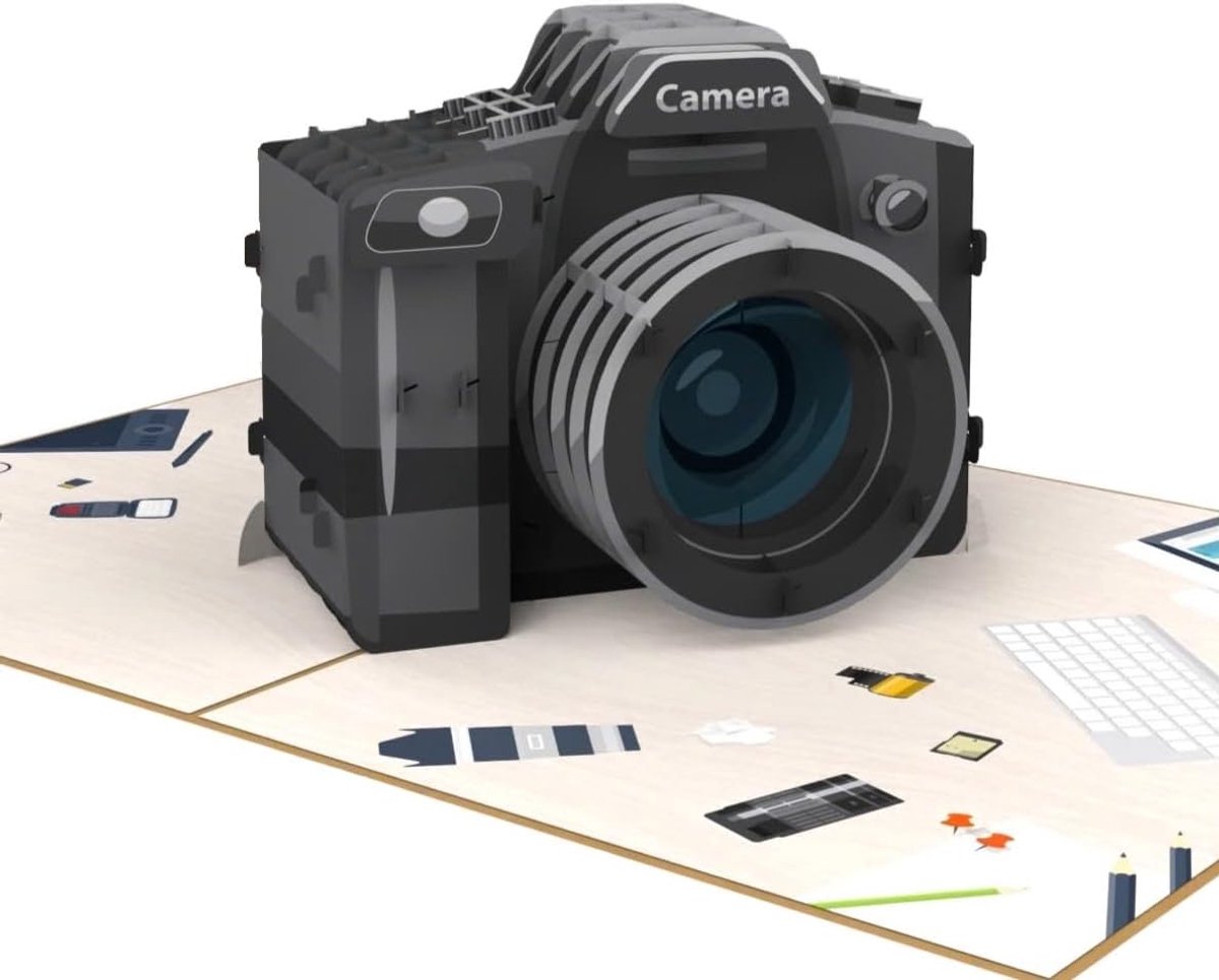SnelShoppen - MOKIO Pop-Up Kaart - 3D Verjaardagskaart voor Fotografie Liefhebbers - Unieke Groet voor Vader, Moeder, Vrienden - Origineel Cadeau voor
