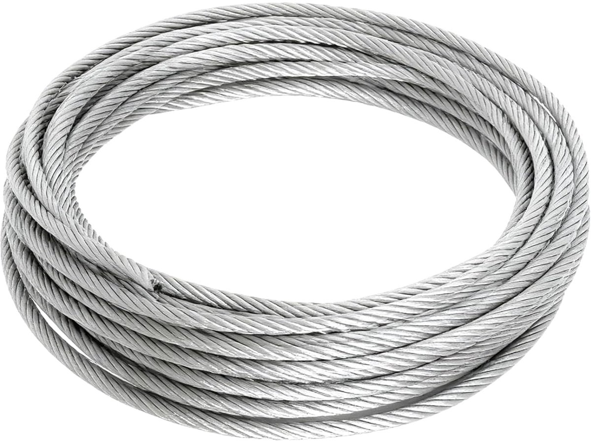 SnelShoppen - 8mm Flexibel RVS Kabel 10m - 7x19 PVC Coated Staal Kabel voor Fietsen, Pergola's, Tenten, Grondkabels, Grasmaaiers, Wasrekken