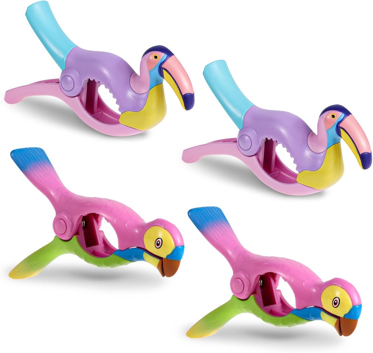 SnelShoppen - 4 Windbestendige Strandhanddoek Clips, Kleurige Towel Clips voor Zonnebedden, Kleding, Bedlinnen, Duurzaam en Leuk voor Camping en Stran