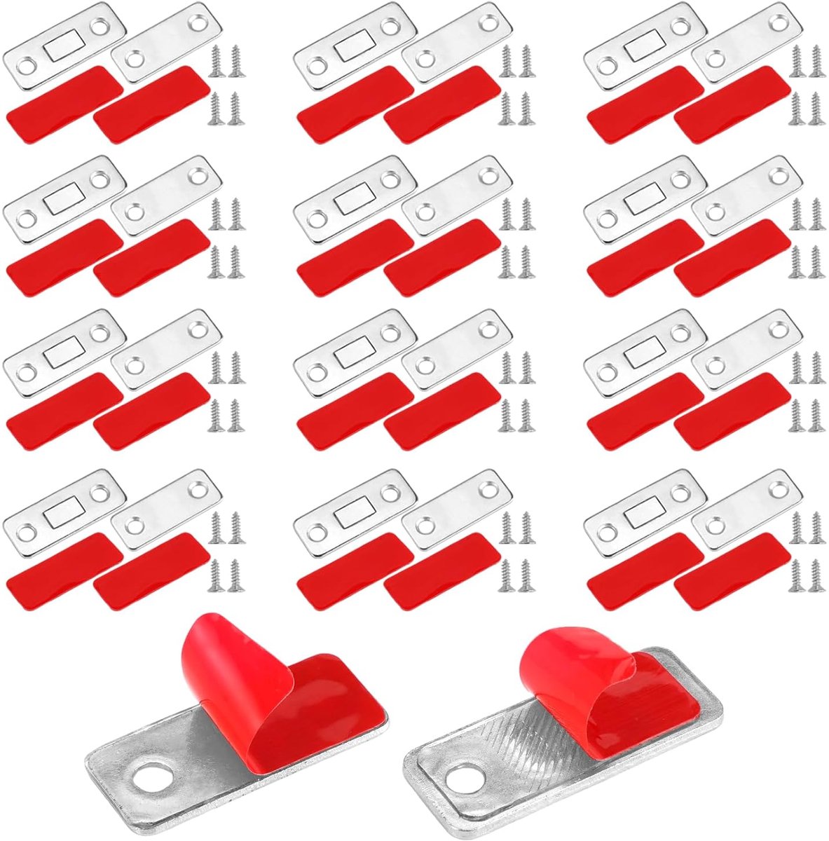 SnelShoppen - 12 Stuks Magnetische Snapper Magneten voor Kastdeuren - Ultra-Dunne Zelfklevende Sterke Deursluiter - RVS Rectangulaire Magneten voor La