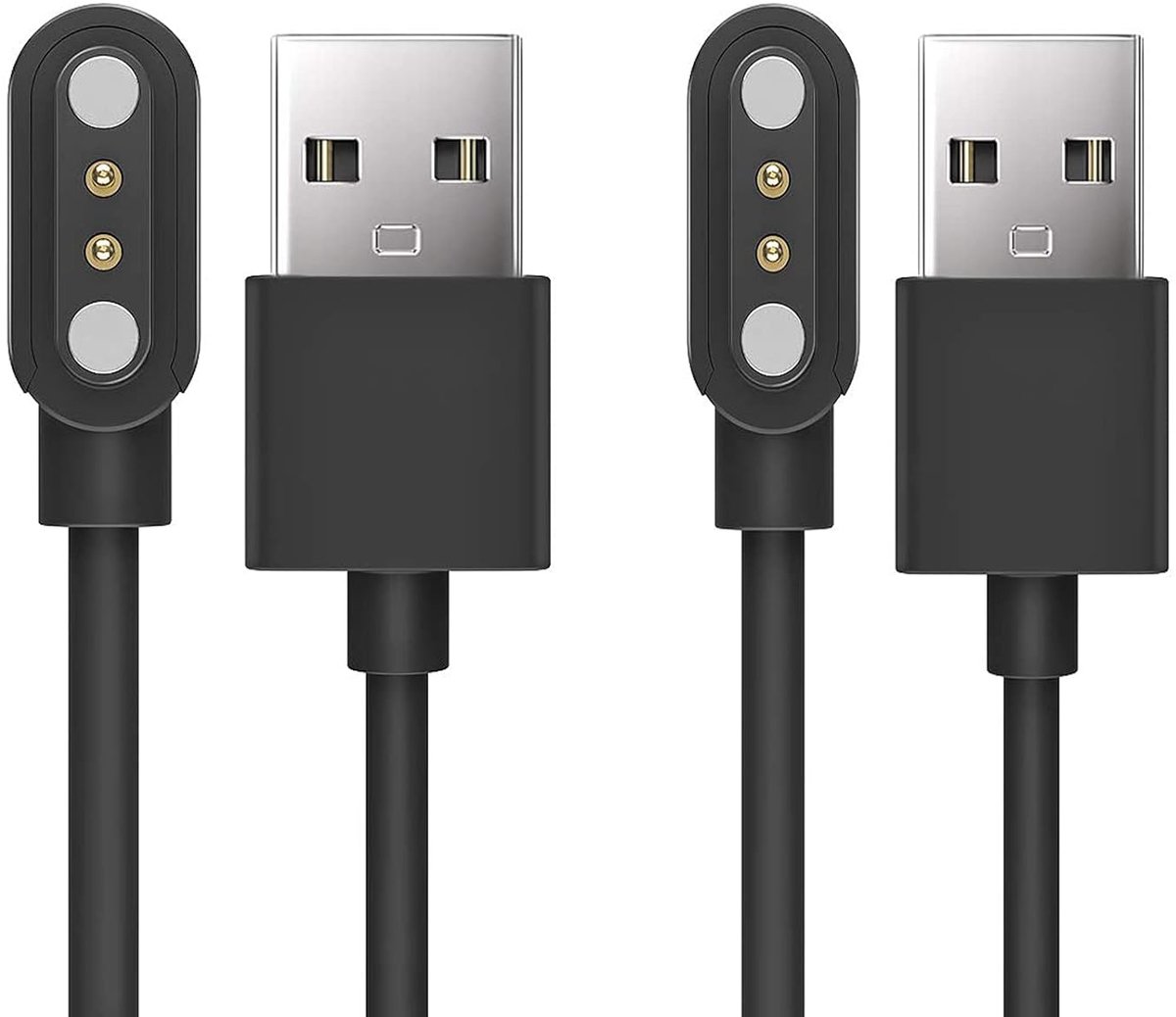 SnelShoppen - USB-kabel voor Smartwatch Dames 1,32 inch, Oplaadkabel voor Maoo Ventura, 2 Stuks, Snelle Oplader, Praktisch en Betrouwbaar, Ideaal voor