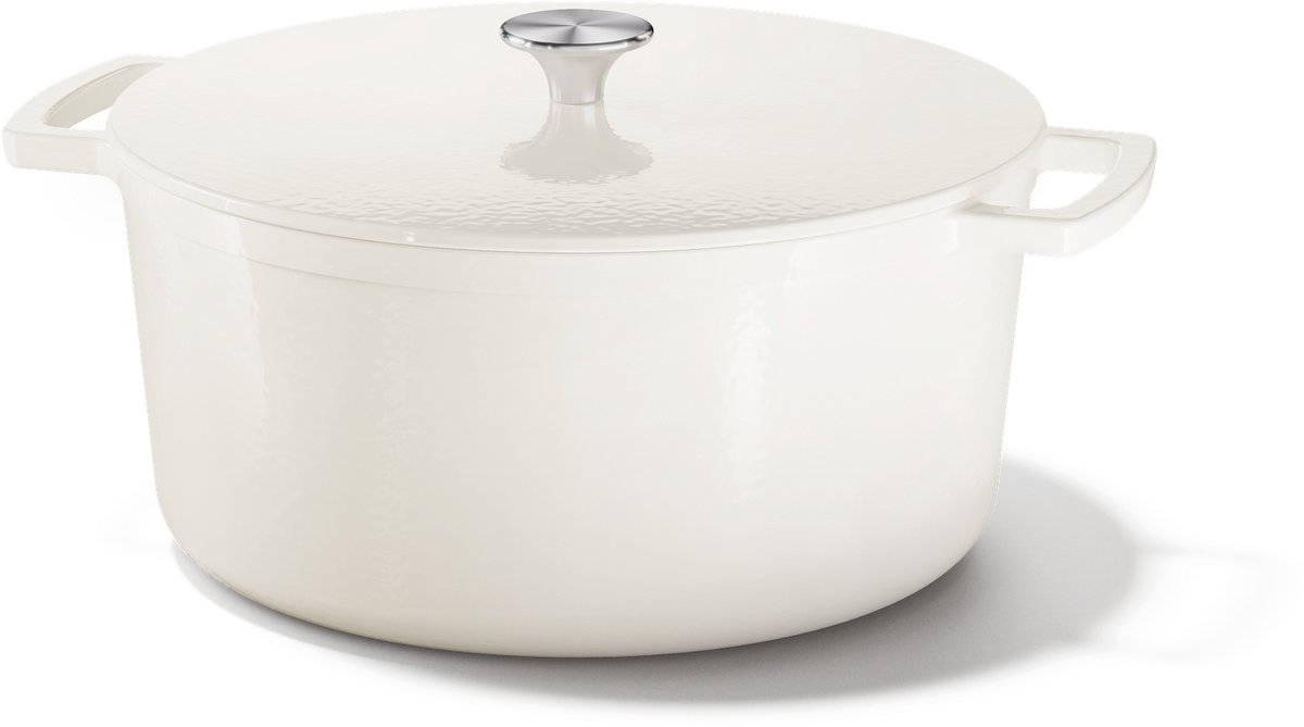 Cook & Pan - Gietijzeren Braadpan 24 cm - 4 liter - PFAS vrij - Inductie - Non stick - 25 jaar garantie - Crème