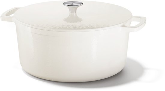 Cook & Pan - Gietijzeren Braadpan 24 cm - 4 liter - PFAS vrij - Inductie - Non stick - 25 jaar garantie - Crème