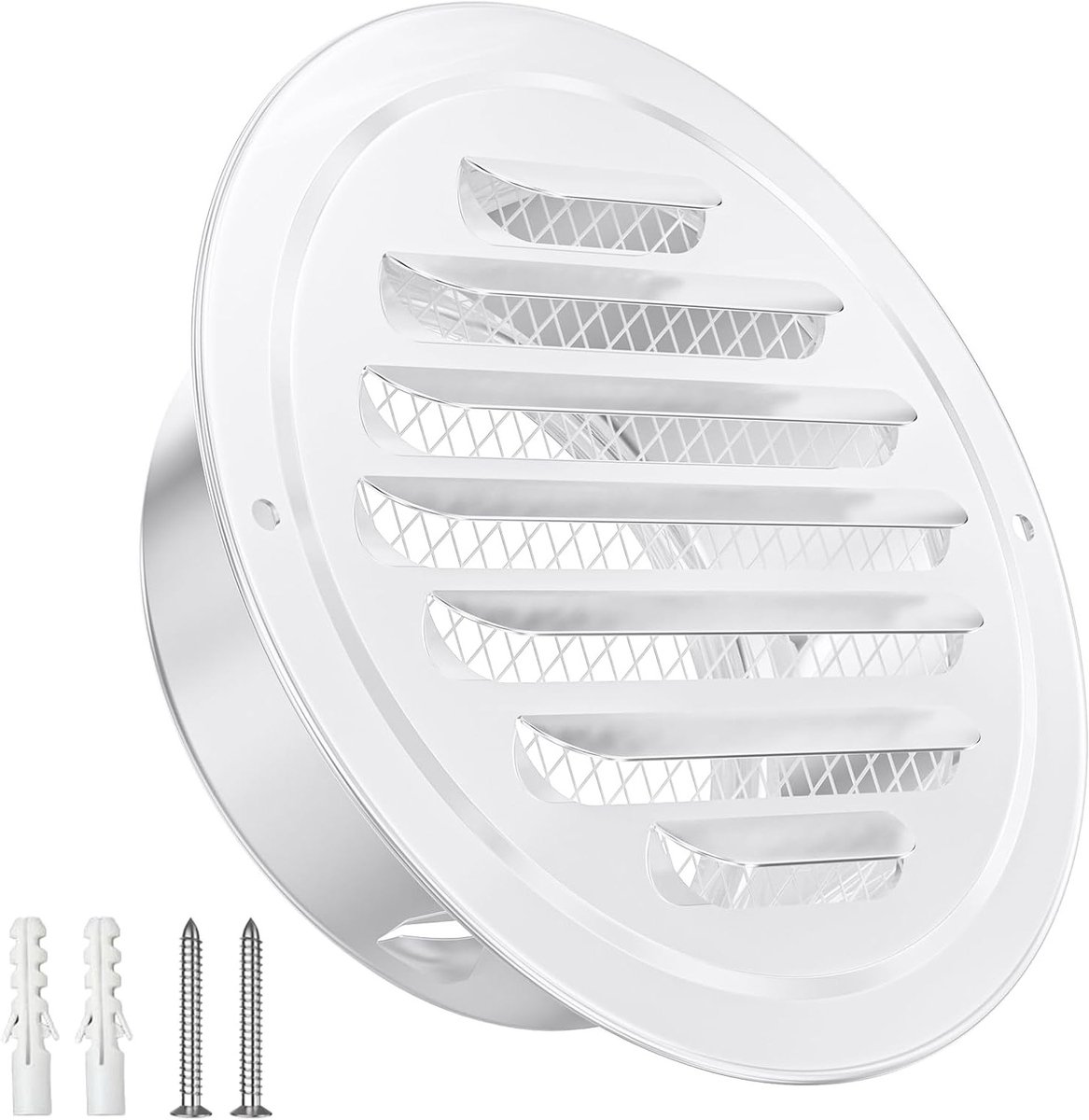 Rond ventilatierooster met insectenbescherming van 100 mm, roestvrij staal, ventilatieafde