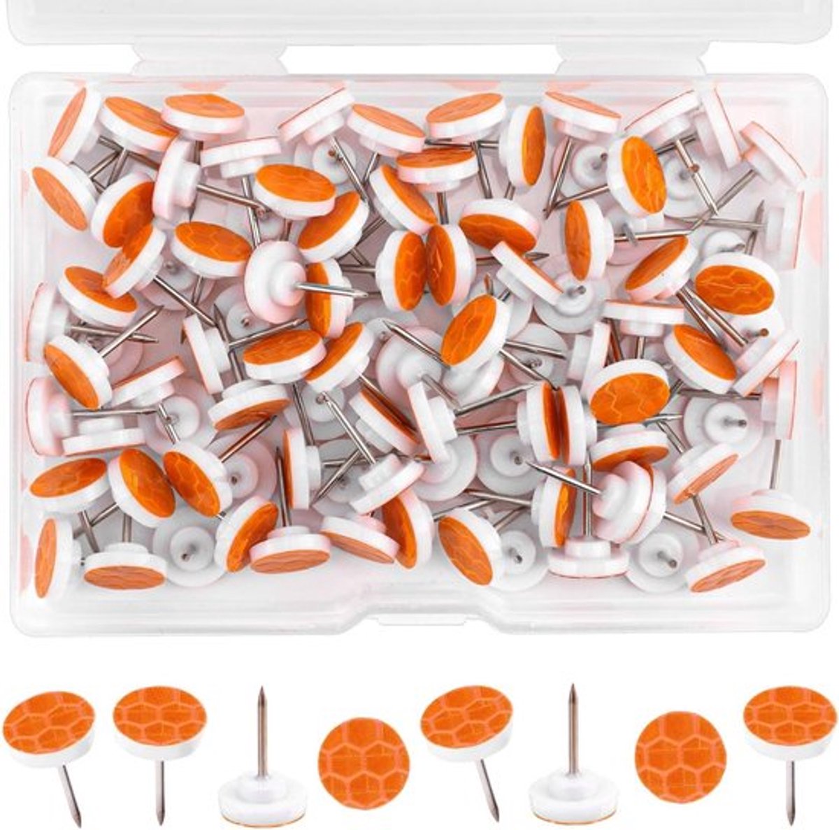 Reflecterende Duimspijkers - 100 Stuks Markeerpins voor Paden, Jacht, Wandelen en Kamperen, Luminous en Praktisch