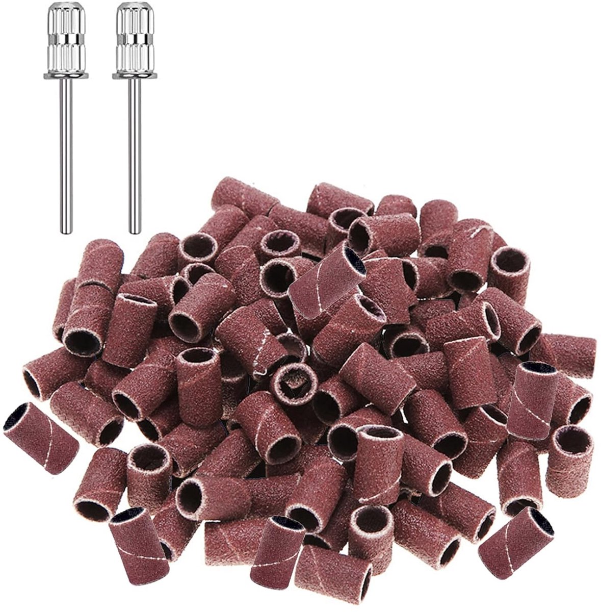 SnelShoppen - 100x Grinding Sleeves & 2 Nail Drills - Fijne Schuurbanden voor Nagelverzorging, Manicure en Pedicure - Hoogwaardige Materialen, 180mm v