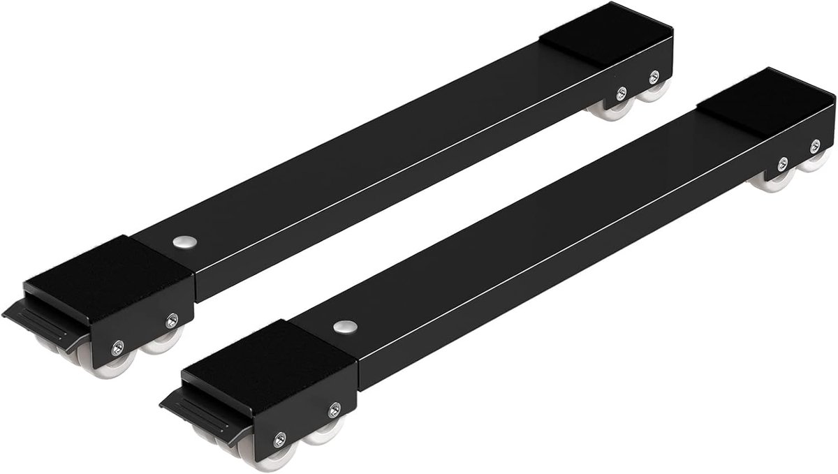 SnelShoppen - Verstelbare Wasmachine Stand met Rem, Meubelrollen voor Zware Ladingen tot 300 kg, 44.5-72 cm, Grijs, Perfect voor Wasmachine, Droger, K