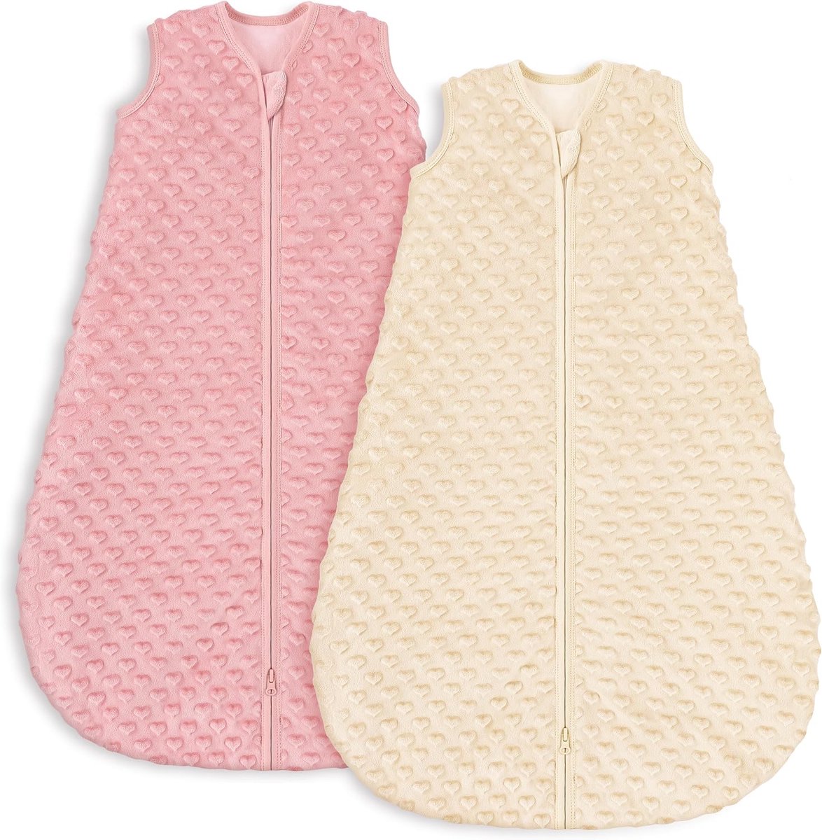 SnelShoppen - Baby Slaapzak Katoen 1.5 Tog voor Lente en Herfst - 2-Pack Beige Roze voor Jongens en Meisjes 12-18 Maanden - Veilig en Comfortabel