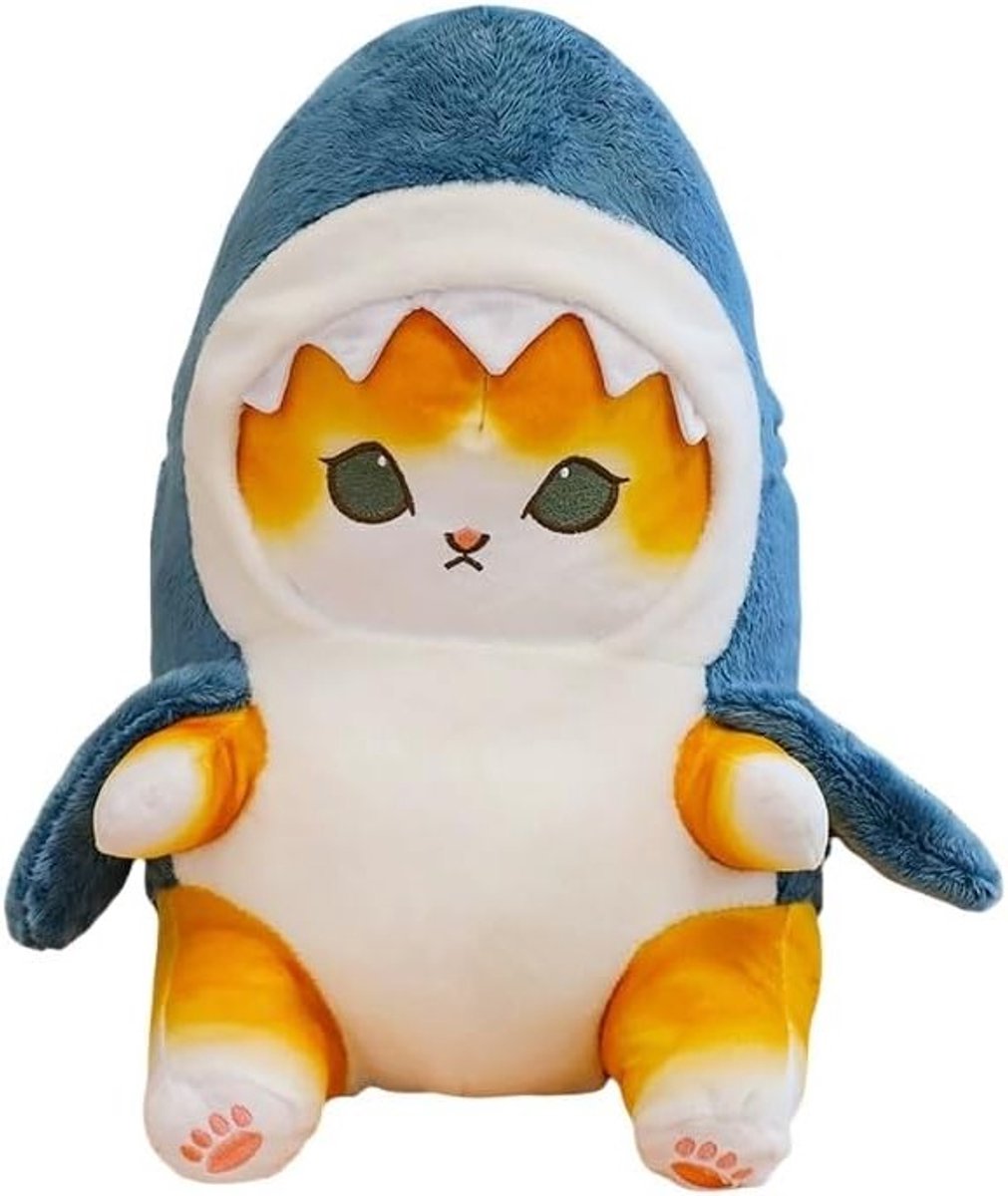 Kawaii 25cm Shark Cat Pluche Speelgoed, Schattige Dier Plush Kussen, Perfect Cadeau voor Kinderen, Verjaardag, Kerst en Halloween