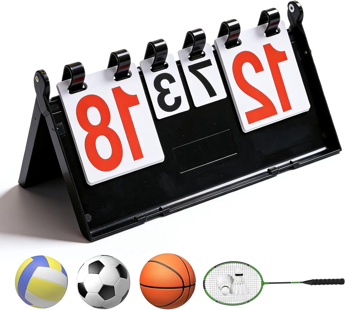 Sportief 4-cijferig dashboard voor sportwedstrijden, flipboard, handmatige teller, 38,8 x 21 x 21 cm, ideaal voor teamsporten en evenementen