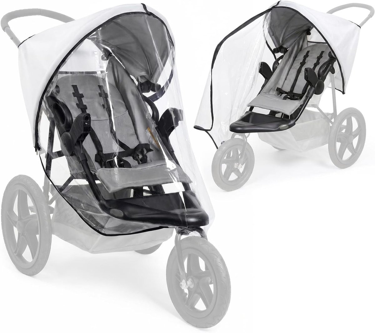 Regenhoes voor kinderwagens, universele waterdichte bescherming, ademend en eenvoudig te installeren, met grote opening en ritssluiting voor snelle toegang