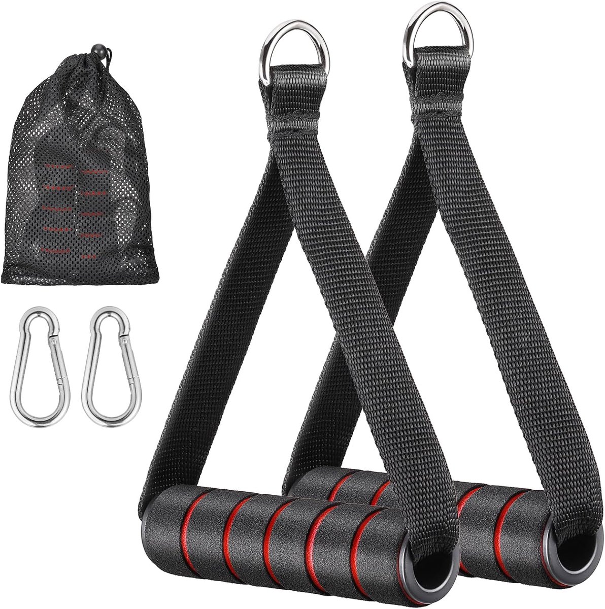 SnelShoppen - 2x Ergonomische Fitness Grip Handgrepen voor Fitness Bands en Pull-Up Straps, Niet-Slip Gymaccessoires met Sterke Nylon Lijnen, Tot 260
