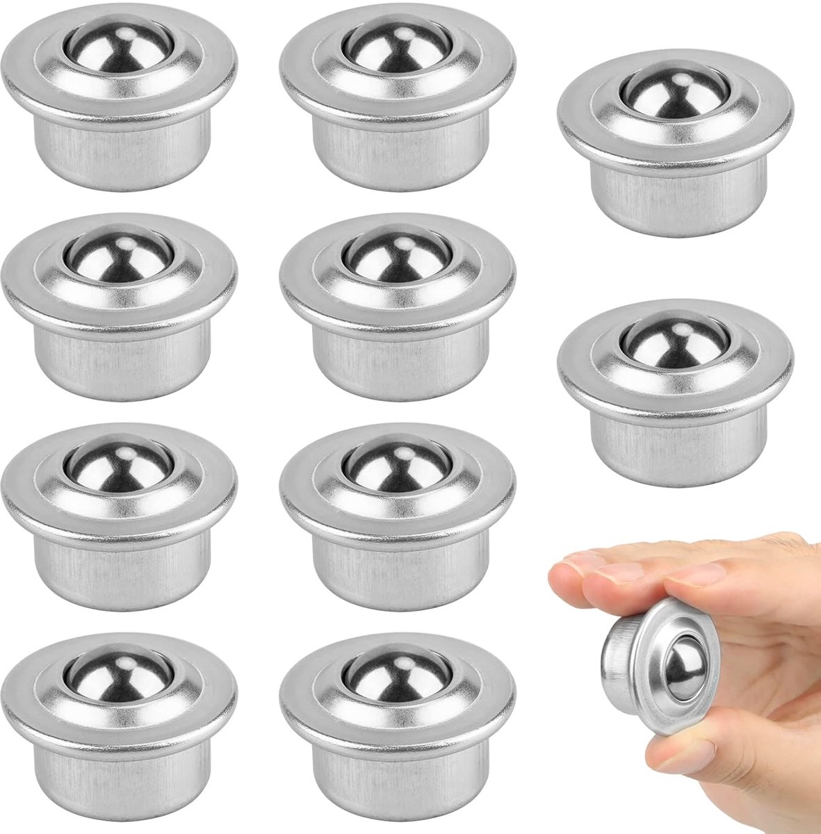 SnelShoppen - 10 Stuks Ball Wheels Meubels Kasten Rollen Carbon Staal 360 Graden Draaibaar Voor Meubels, Bagage, Slider, Sledge Transport